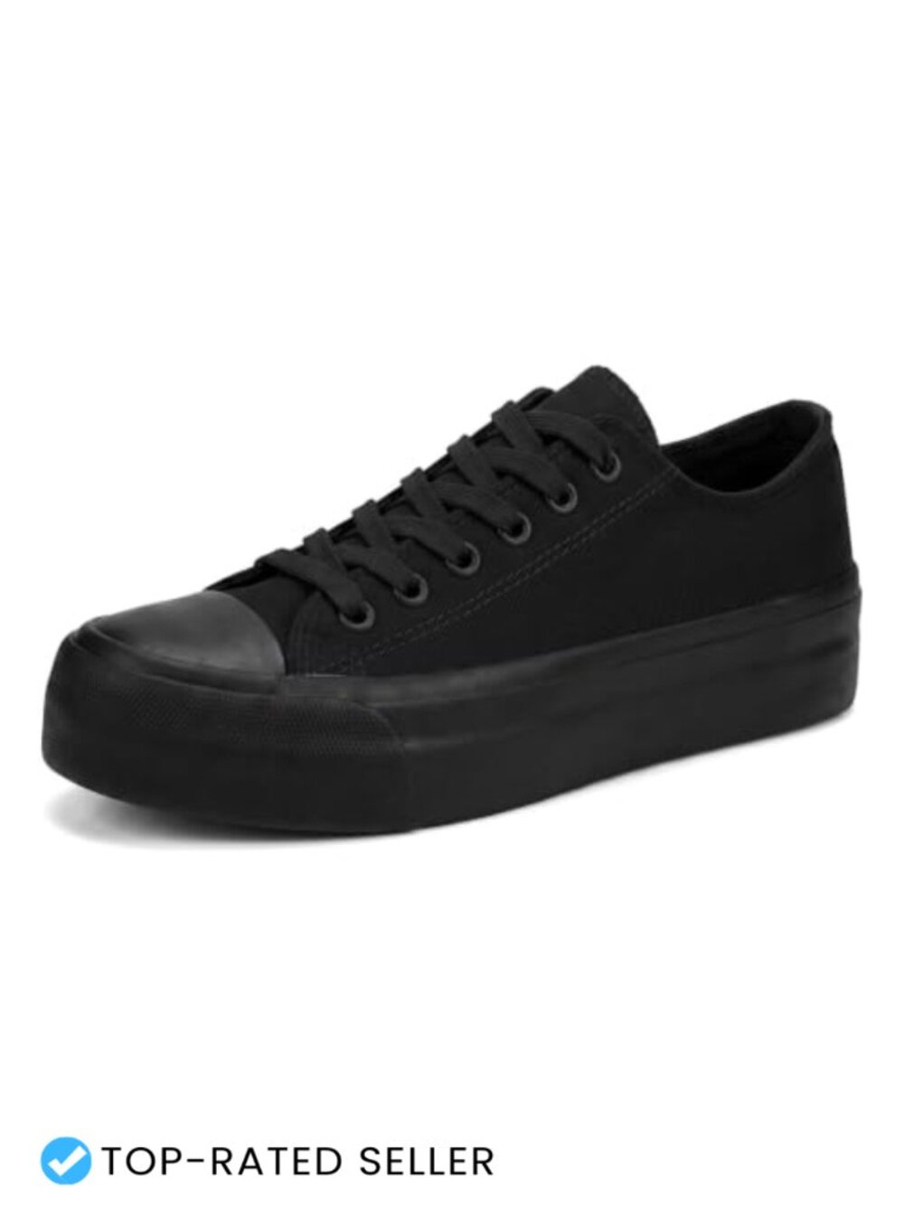 Platform Lace Up Canvas Sneakers Low Top Non Slip Tennis Shoes